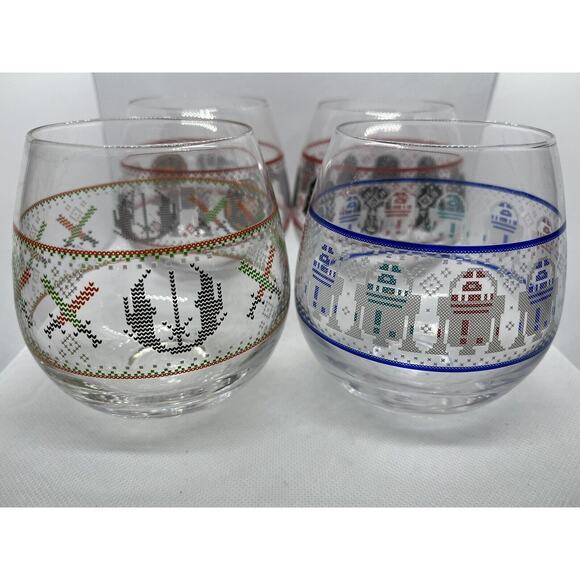 JoyJolt Star Wars Ugly Sweater Stemless Glasses. Set of 4 Large 15oz Stemless - Picture 2 of 7